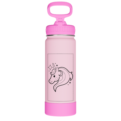 Actives Kids Glow In The Dark Water Bottle With Straw Lid - customized